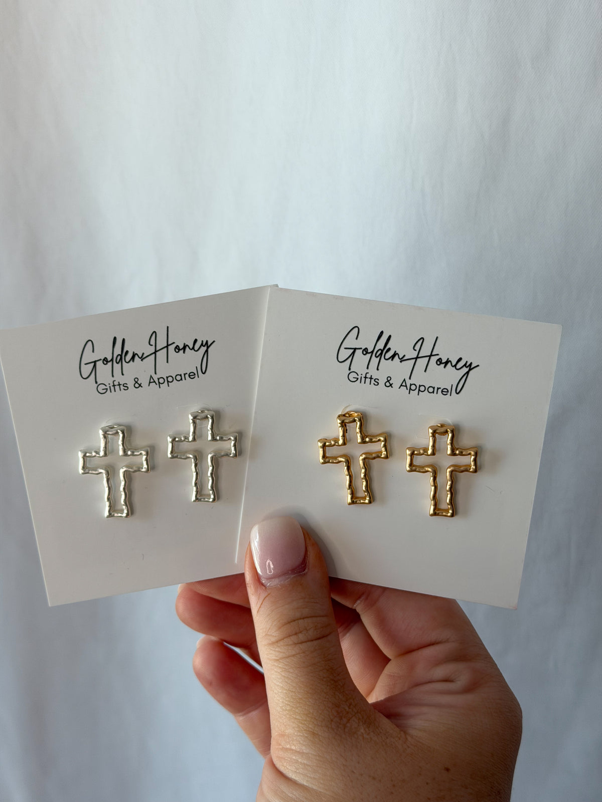 Gold Cross Stud Earrings