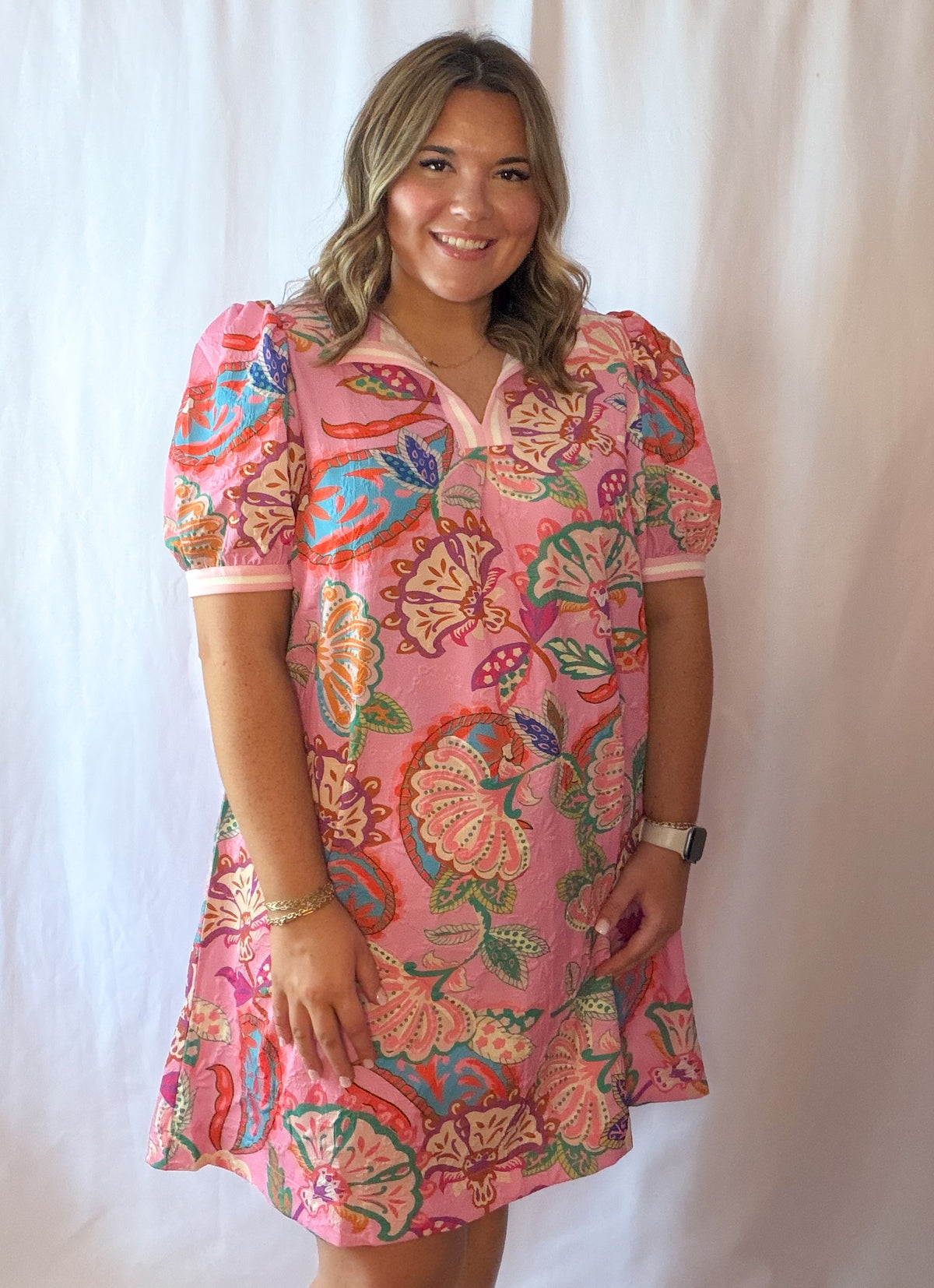 Pink Paisley Print Dress