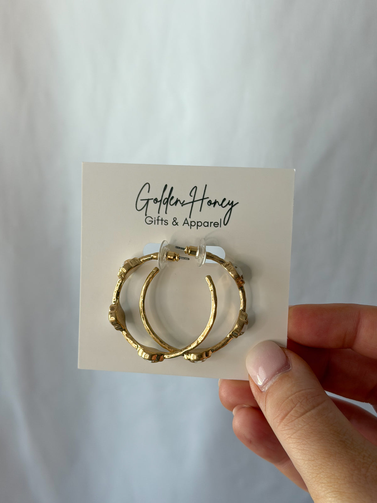 White Clover Stone Hoops