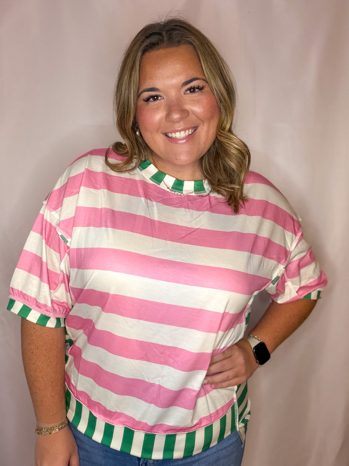 Pink Striped Top