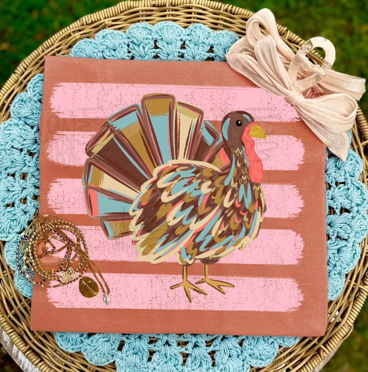 Pink Stripe Turkey T-Shirt