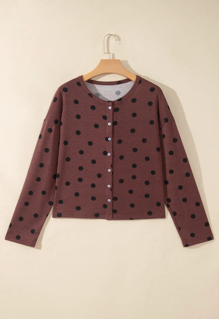 Brown & Black Polka Dot Top