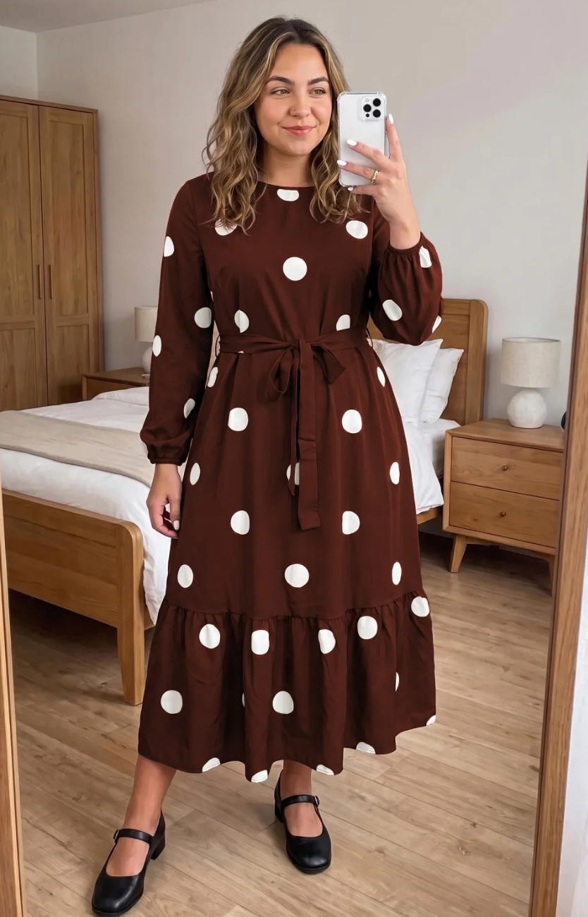 Brown Polka Dot Dress